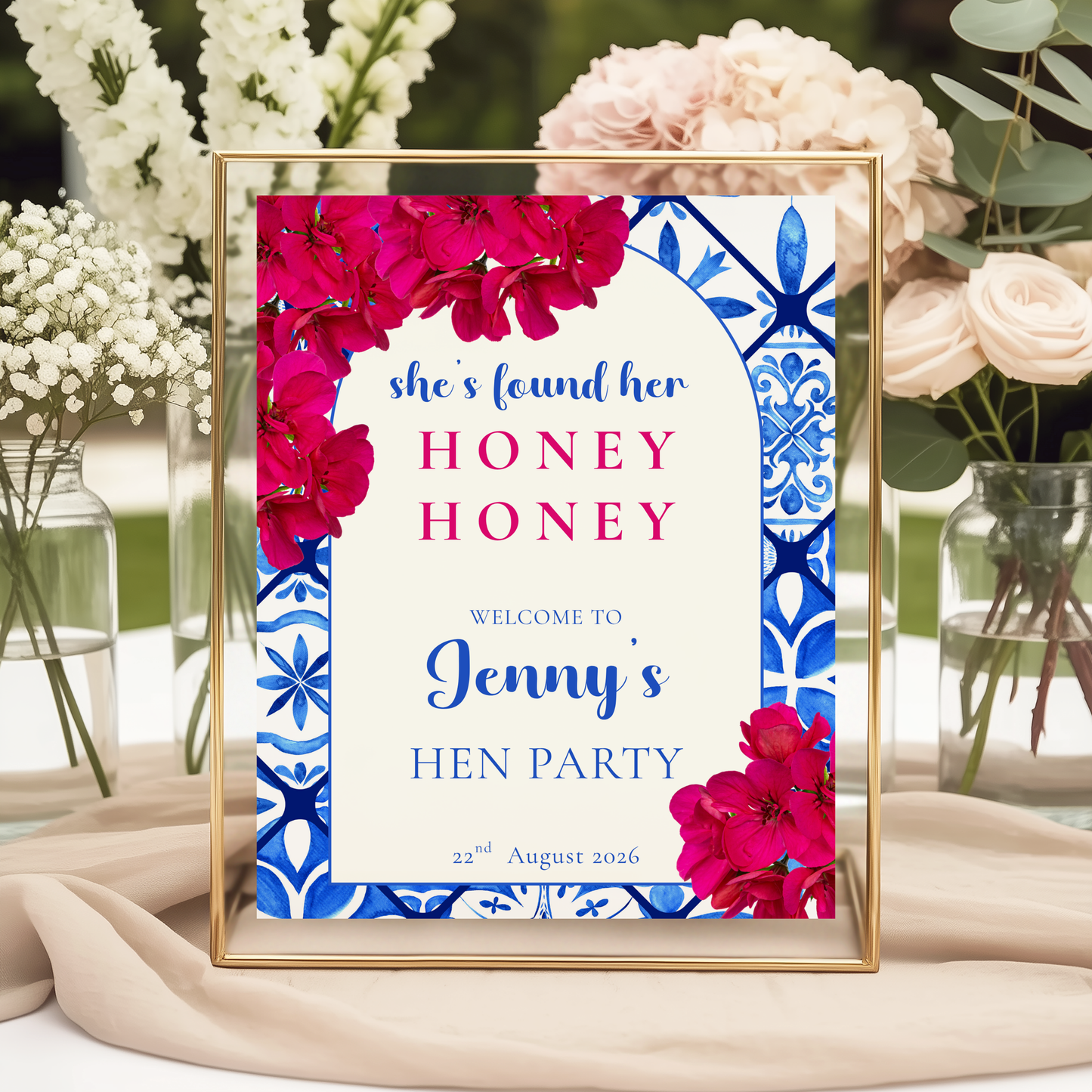 Honey Honey Greek Island Hen Party Welcome Sign