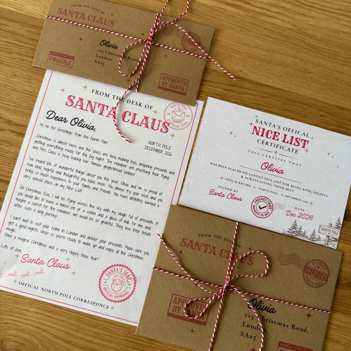 Personalised Letter & Nice List Certificate From Santa Claus