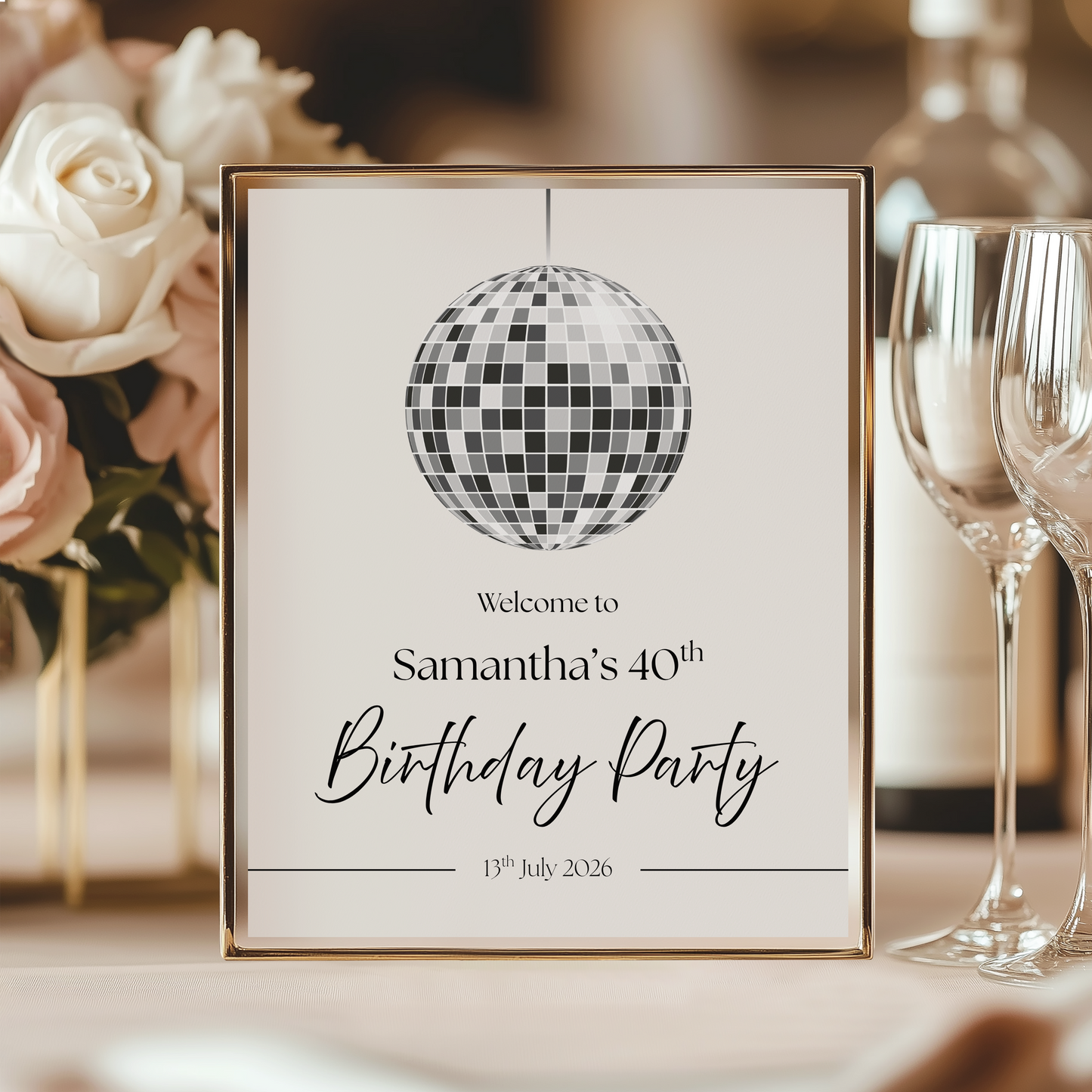 Disco Ball Birthday Party Welcome Sign