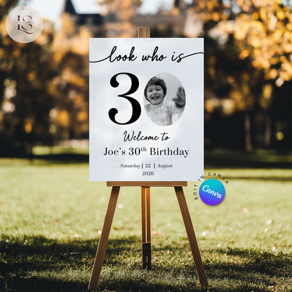 Milestone Birthday Party Photo Welcome Sign - Digital Download