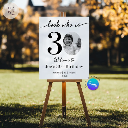 Milestone Birthday Party Photo Welcome Sign - Digital Download
