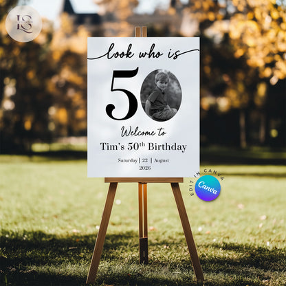 Milestone Birthday Party Photo Welcome Sign - Digital Download