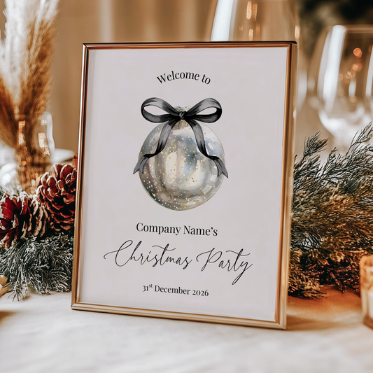 Silver Baule Christmas Party Welcome Sign