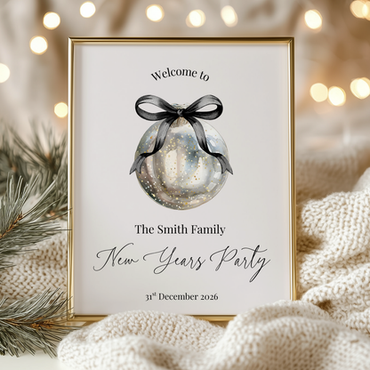Silver Baule Christmas Party Welcome Sign