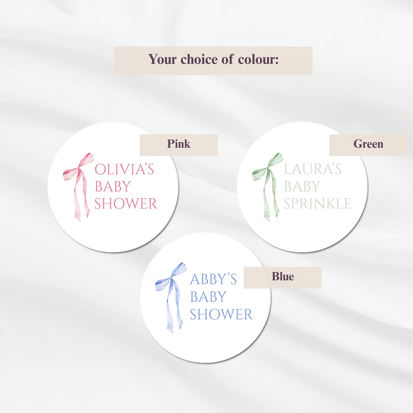 Baby Shower Bow Drinks Tags, Glass Topper