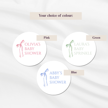 Baby Shower Bow Drinks Tags, Glass Topper
