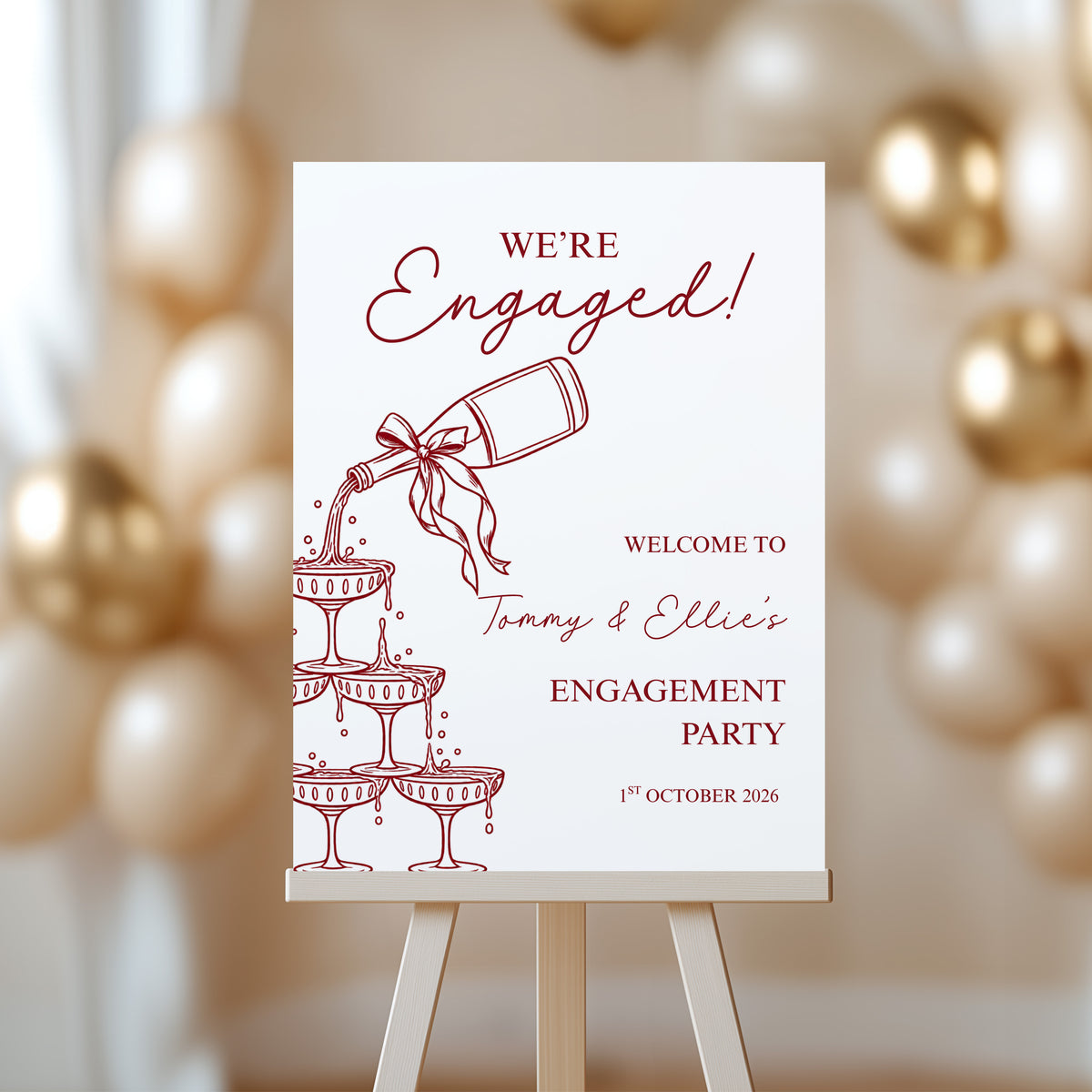 Engagement Party Welcome Sign – Champagne Tower