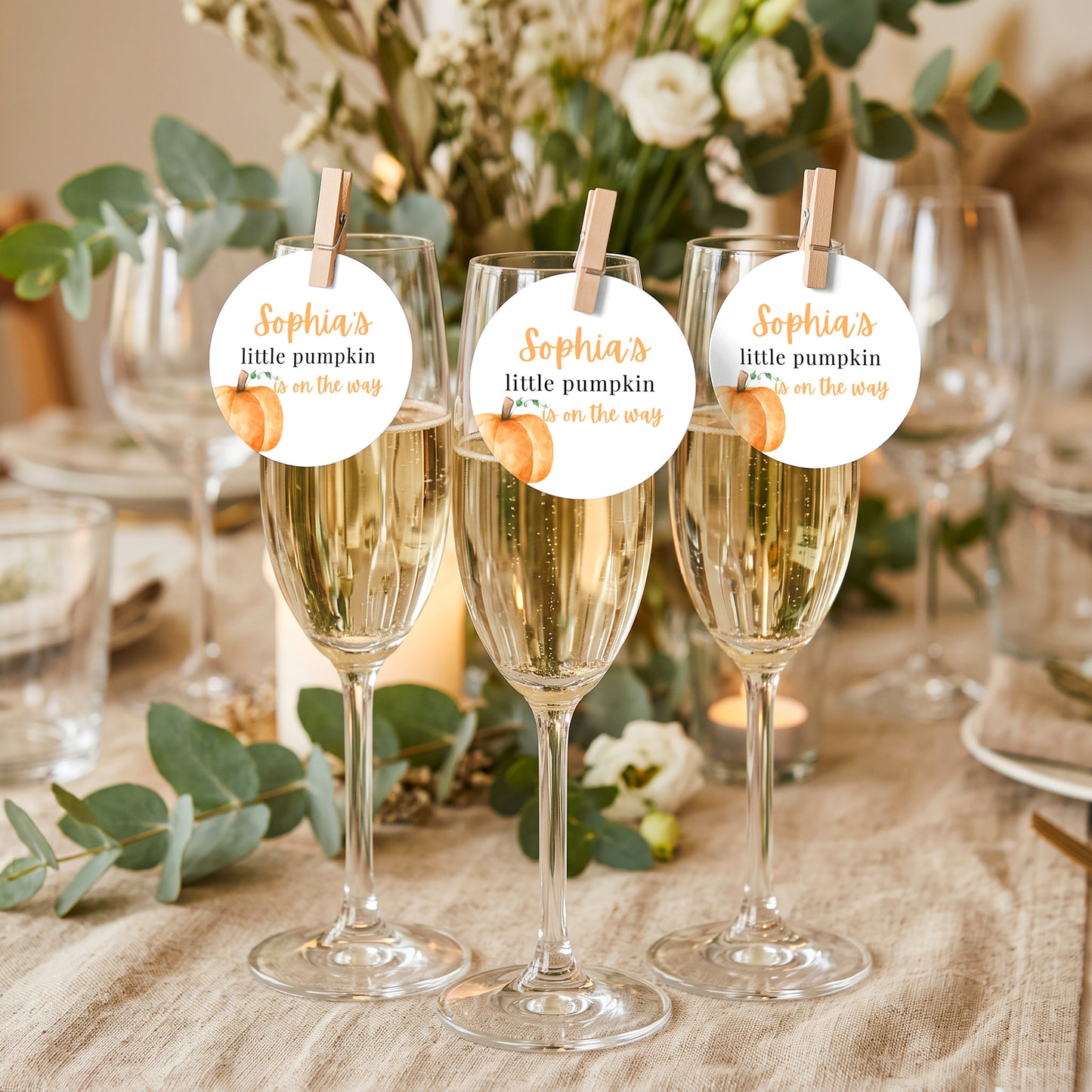 A Little Pumpkin Is On The Way Drinks Tags, Glass Topper