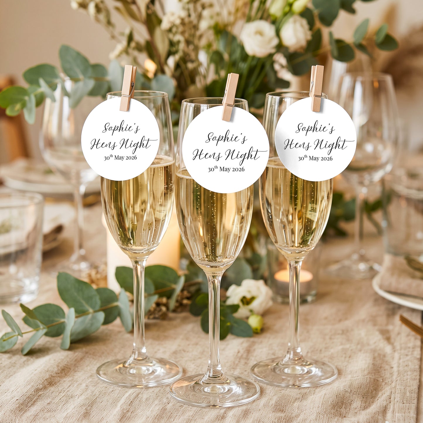 The Luxe Signature Drinks Tags, Glass Topper - Any Text, Any Occasion