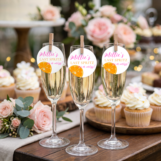 Last Spritz as a Miss Drinks Tags, Glass Topper