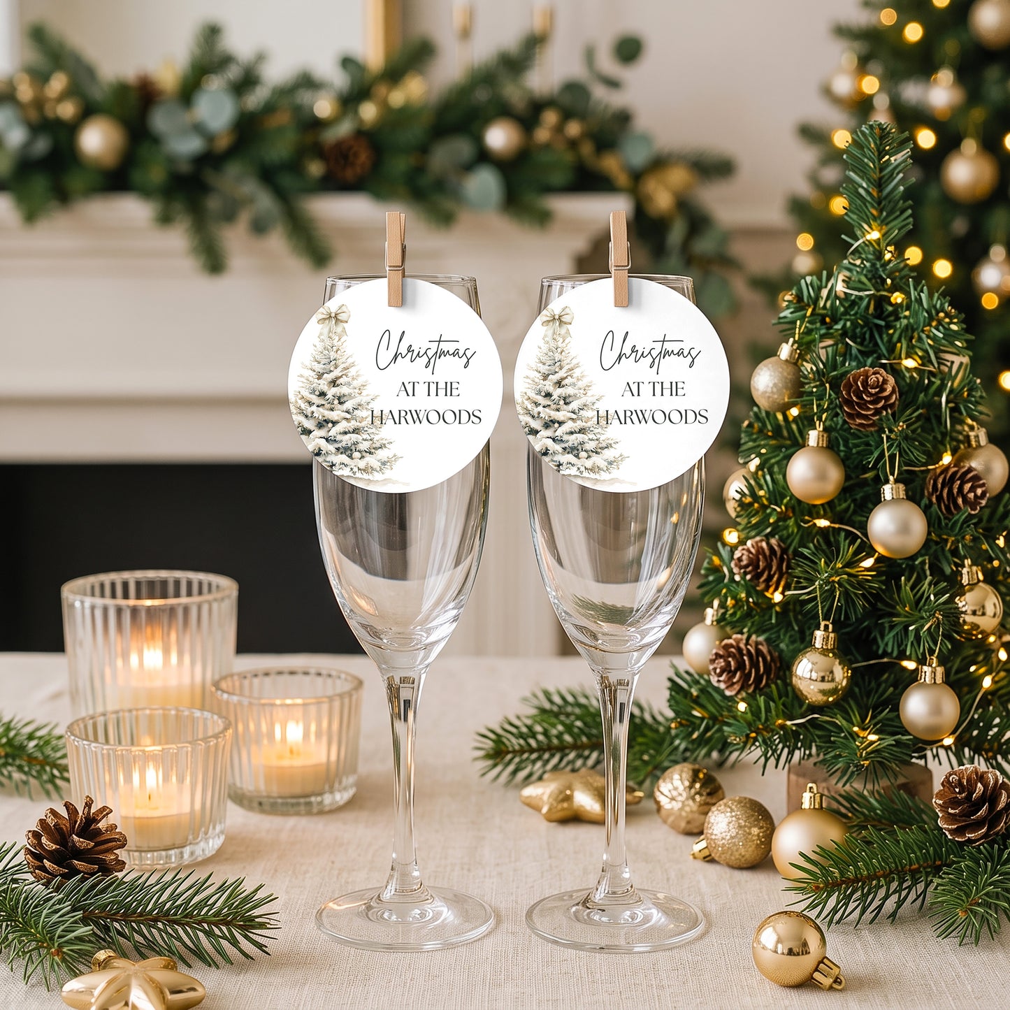 Christmas Drinks Tags, Glass Topper