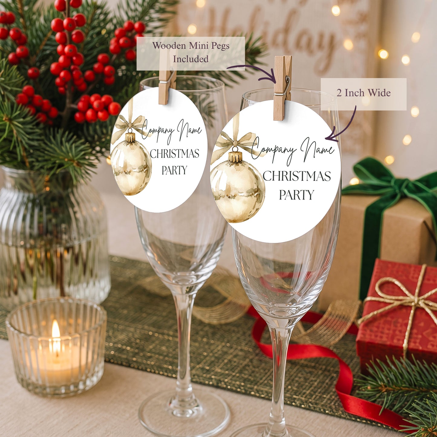 Christmas Drinks Tags, Glass Topper