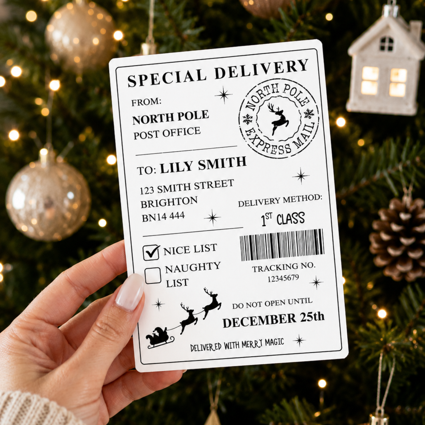 Pack of Personalised North Pole Delivery Labels