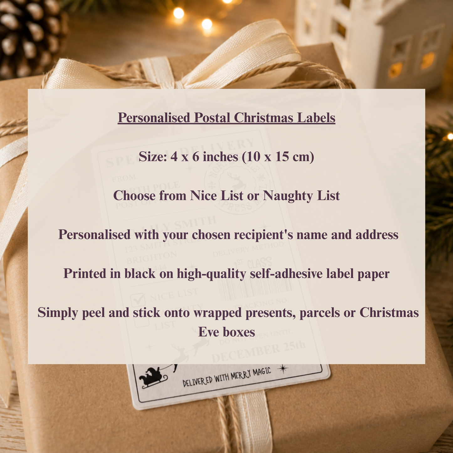 Pack of Personalised North Pole Delivery Labels