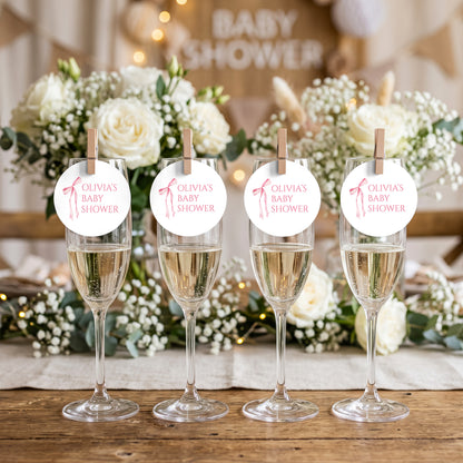 Baby Shower Bow Drinks Tags, Glass Topper