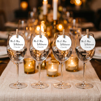 Classic Wedding Drinks Tags, Glass Topper