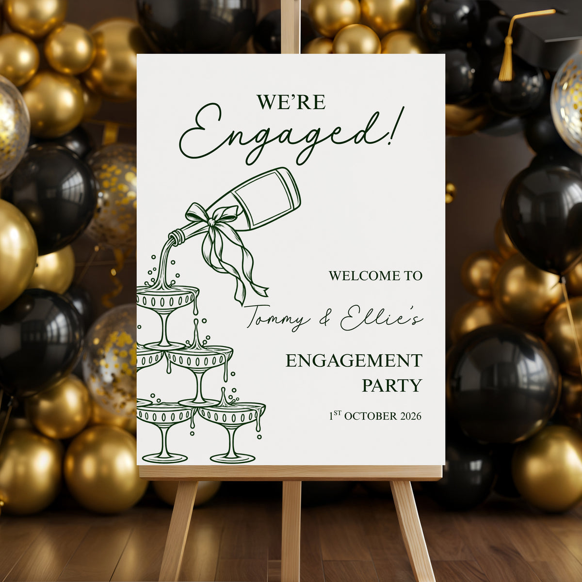 Engagement Party Welcome Sign – Champagne Tower