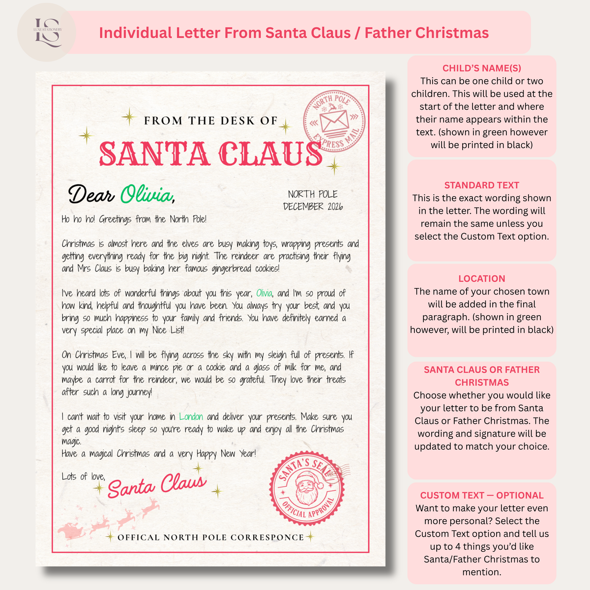 Personalised Letter & Nice List Certificate From Santa Claus