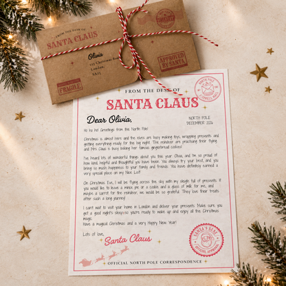 Personalised Letter & Nice List Certificate From Santa Claus