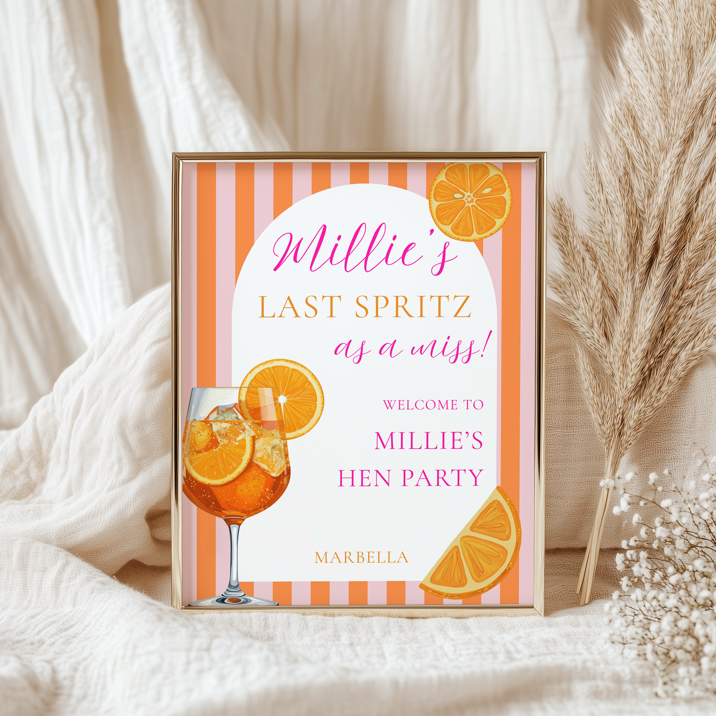 Last Spritz as a Miss Hen-do Welcome Sign