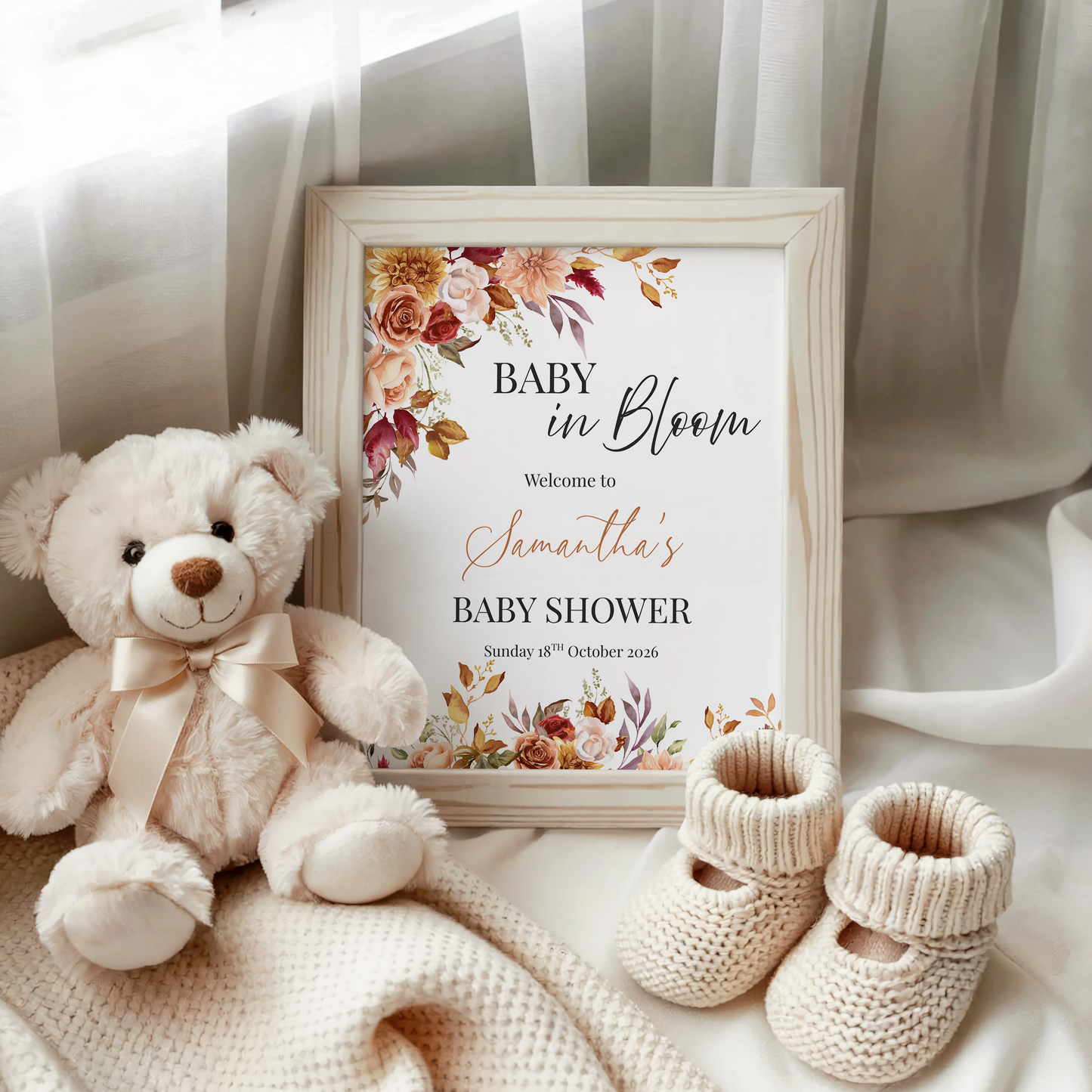 Baby in Bloom Autumn Baby Shower Welcome Sign