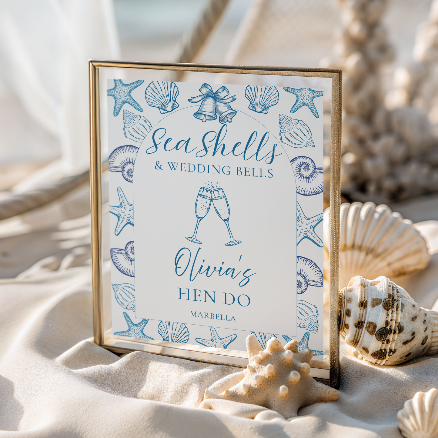 Seashells & Wedding Bells Hen-do Welcome Sign