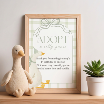Adopt a Goose Sign, One Silly Goose Birthday