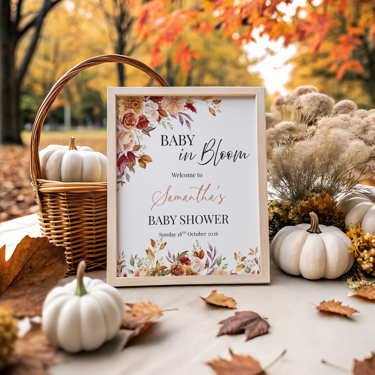 Baby in Bloom Autumn Baby Shower Welcome Sign