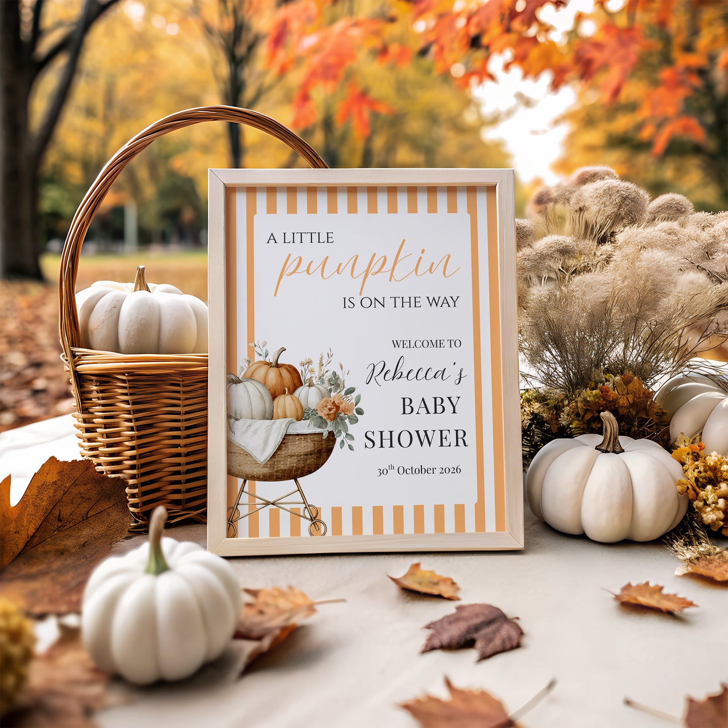 A Little Pumpkin Is On The Way Baby Shower Welcome Sign