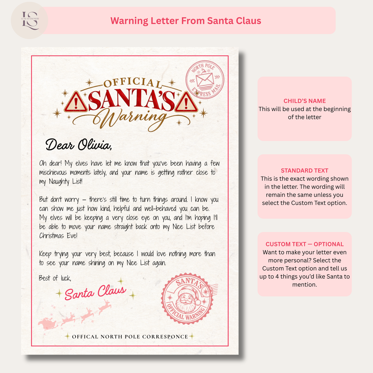Santa’s Official Naughty List Warning Letter Set