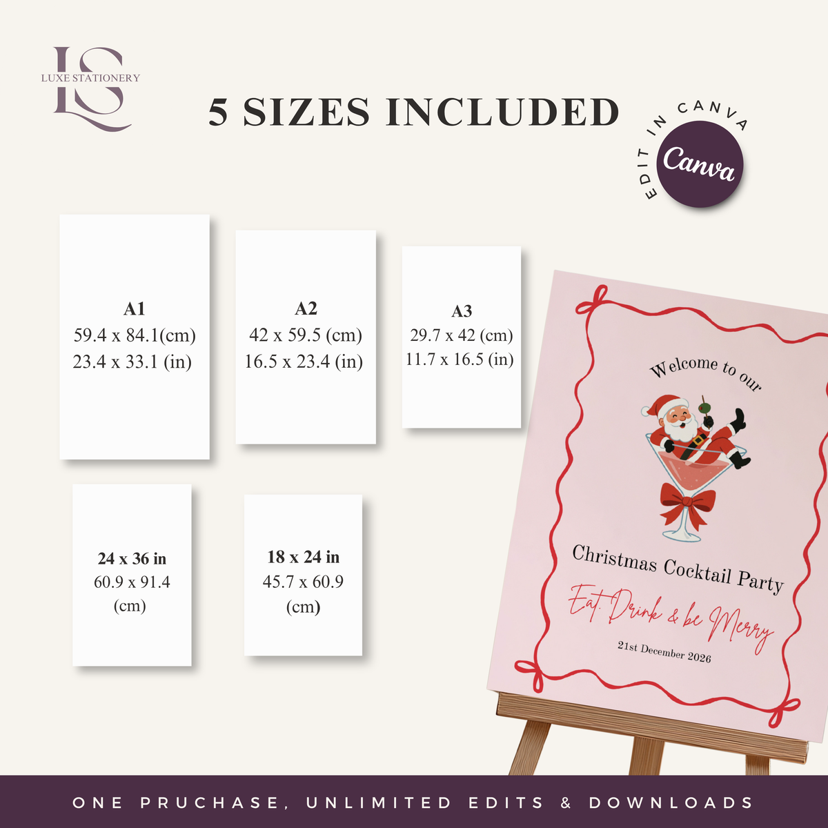 Christmas Cocktail Party Welcome Sign - Digital Download