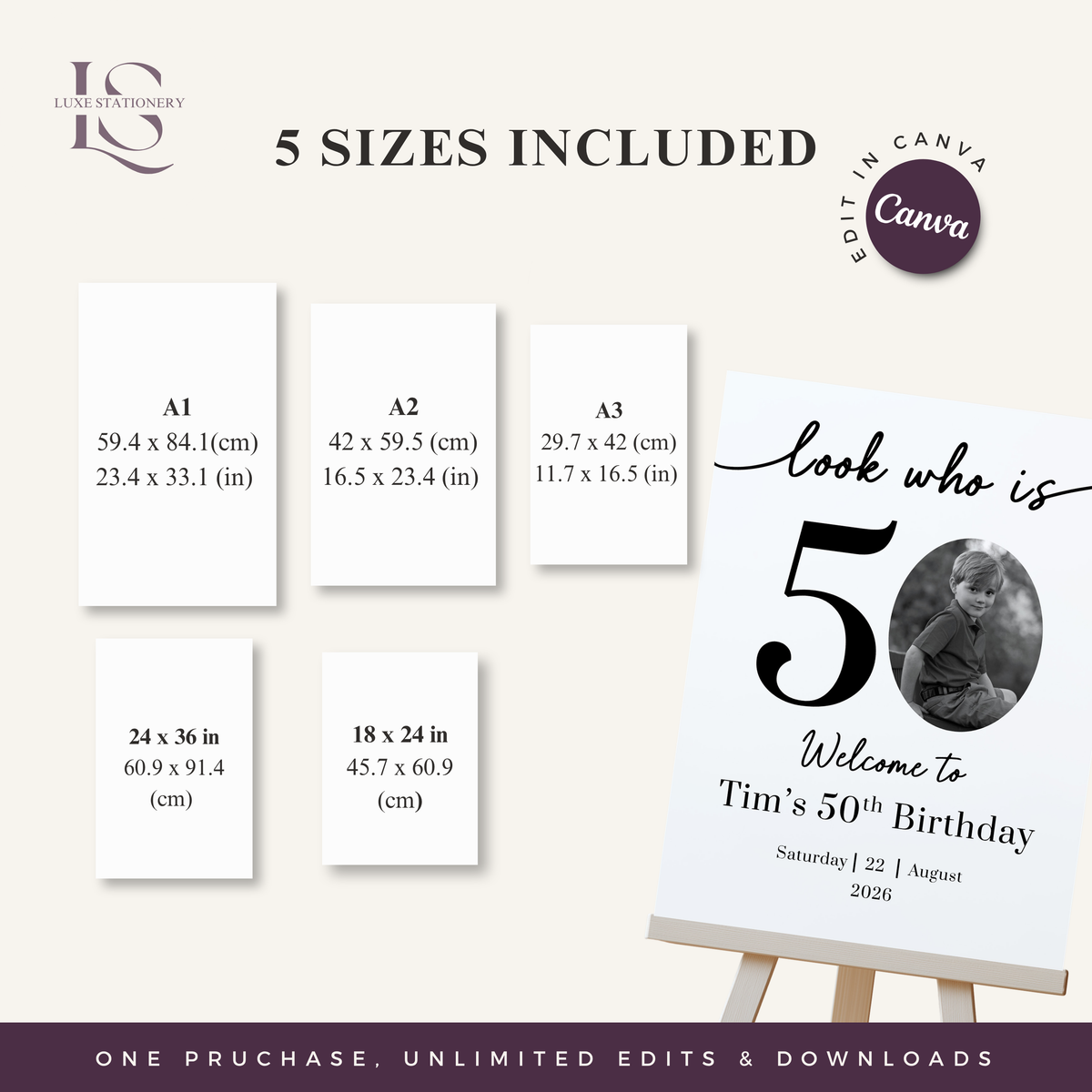 Milestone Birthday Party Photo Welcome Sign - Digital Download