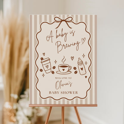 A Baby is Brewing Baby Shower Welcome Sign