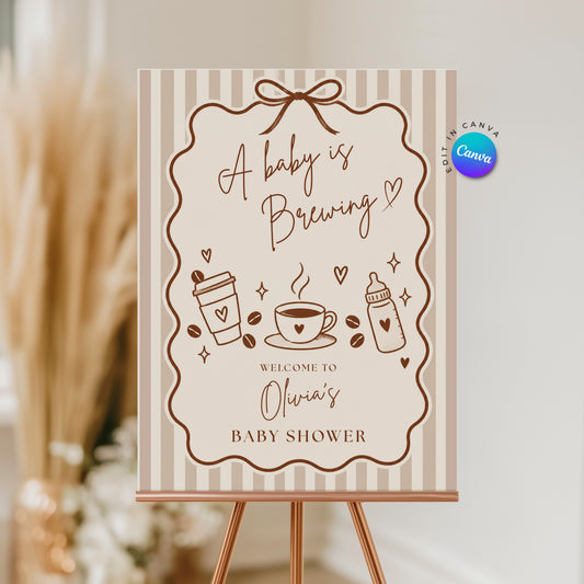 A Baby is Brewing Welcome Sign - Digital Download