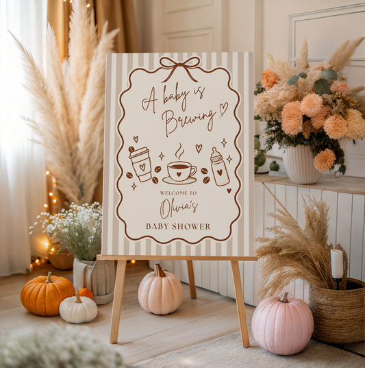 A Baby is Brewing Baby Shower Welcome Sign