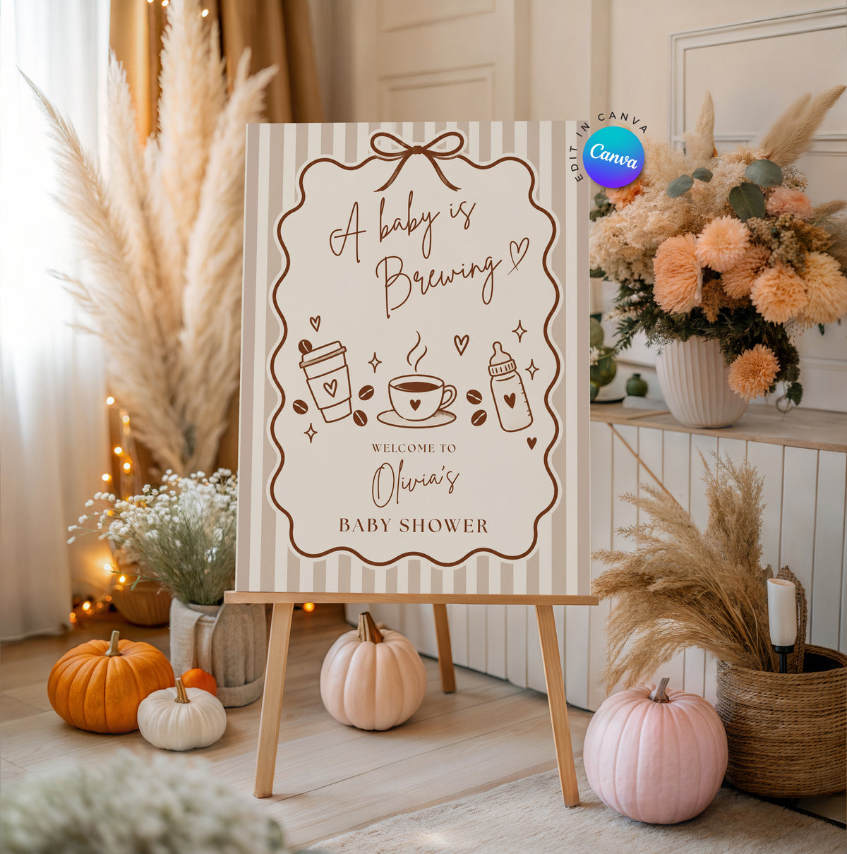 A Baby is Brewing Welcome Sign - Digital Download
