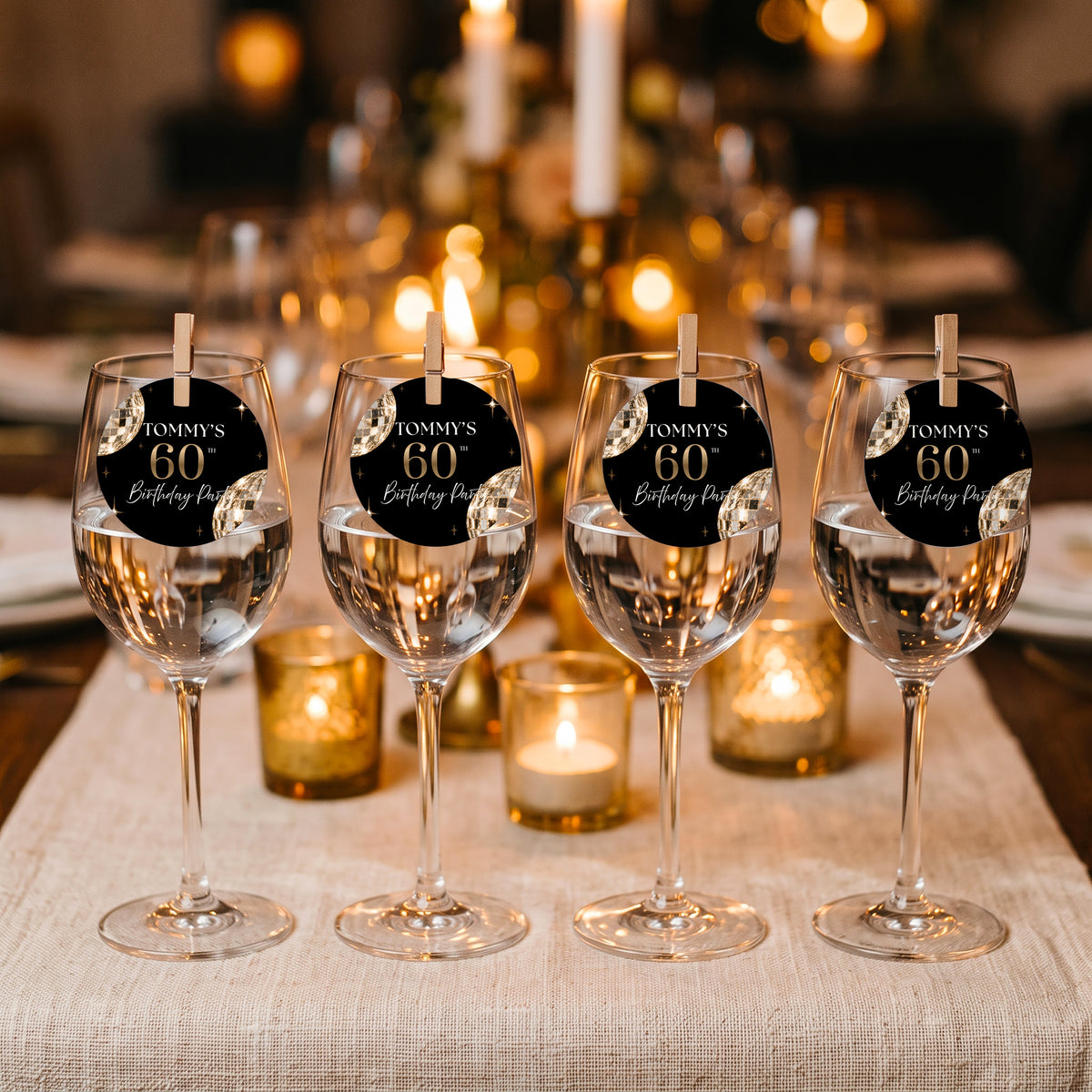 Disco Ball Birthday Drinks Tags, Glass Topper