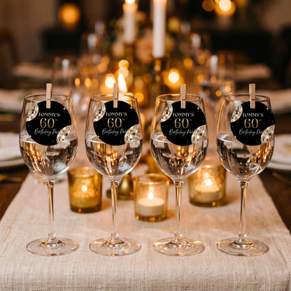 Disco Ball Birthday Drinks Tags, Glass Topper