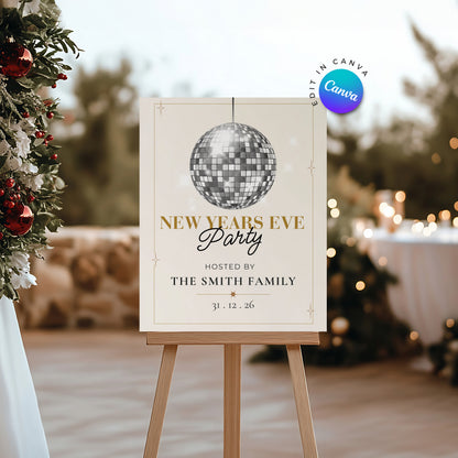 New Years Eve Disco Ball Party Welcome Sign - Digital Download