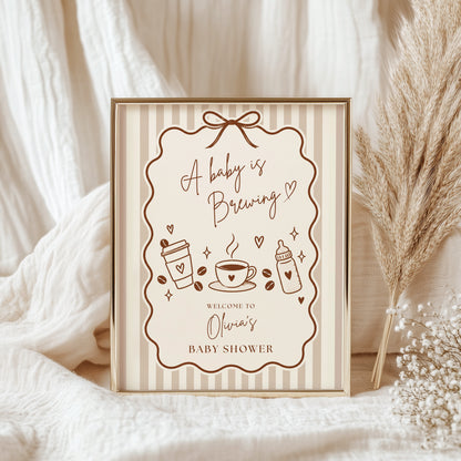 A Baby is Brewing Baby Shower Welcome Sign