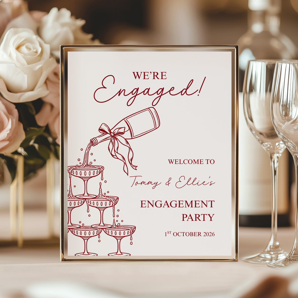 Engagement Party Welcome Sign – Champagne Tower