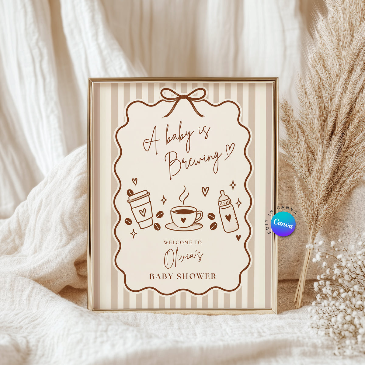 A Baby is Brewing Welcome Sign - Digital Download