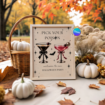 Pick Your Poison Halloween Party Welcome Sign - Digital Download