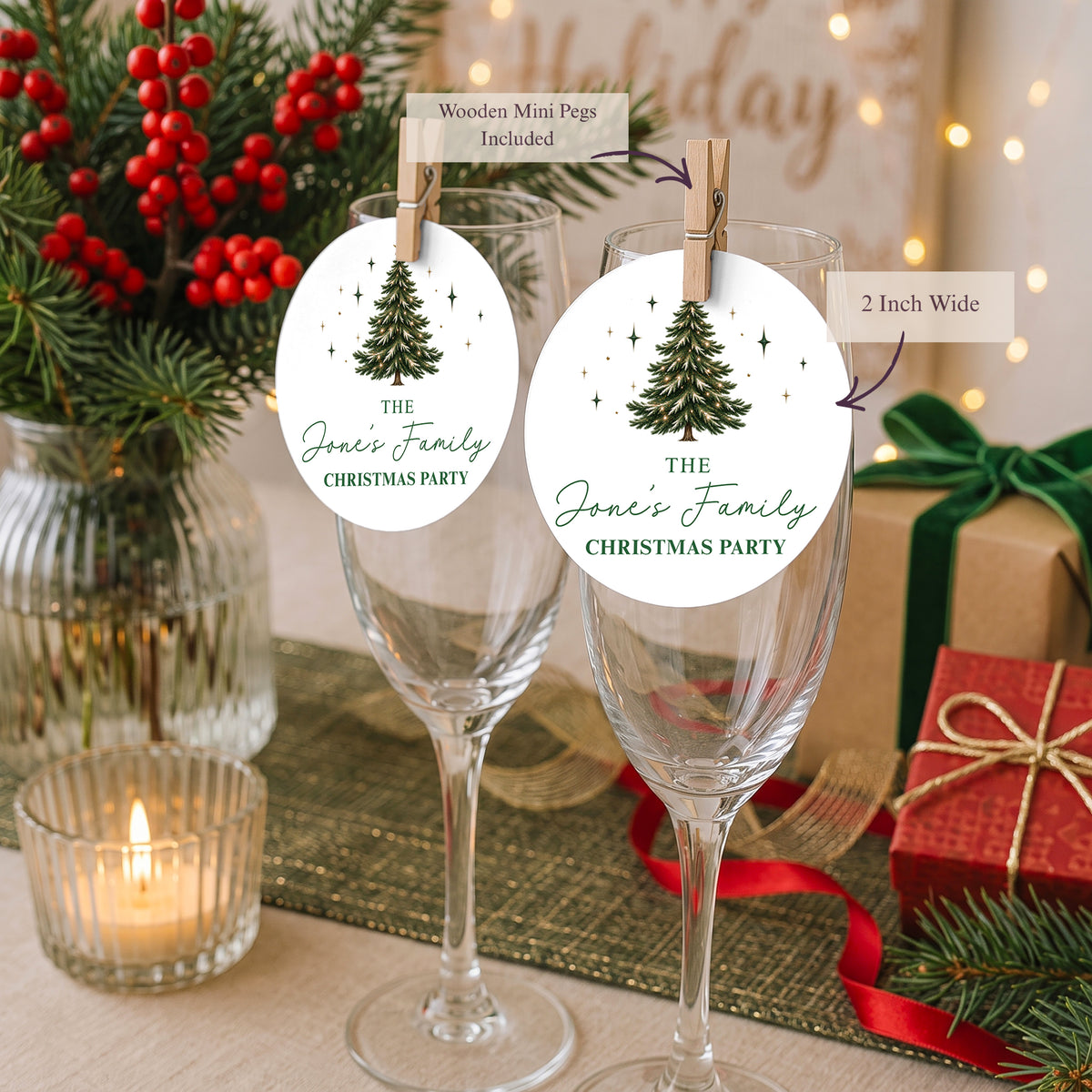 Christmas Tree Champagne Glass Topper