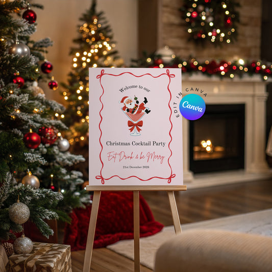 Christmas Cocktail Party Welcome Sign - Digital Download
