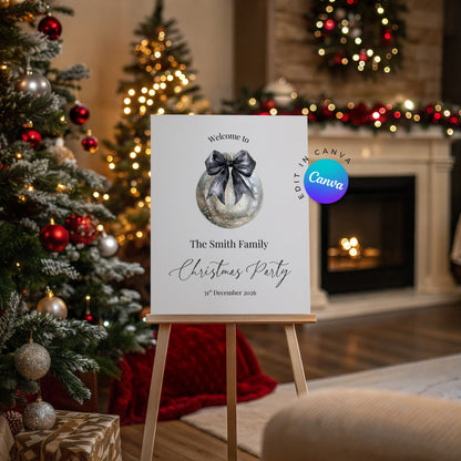 Silver Baule Christmas Party Welcome Sign - Digital Download